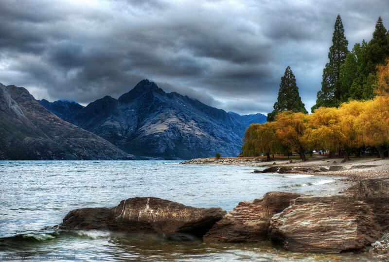 Lake with Mountains — Blue, Dramatic, Autumn