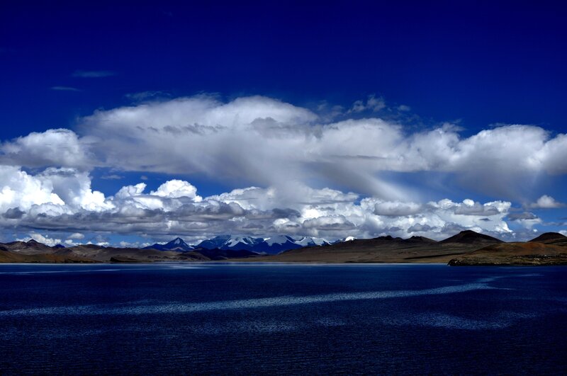 Lake with Mountains — Blue, Dramatic, Photograph