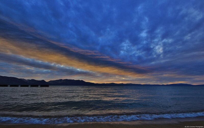 Lake with Mountains — Blue, Dramatic, Sunset, Photograph