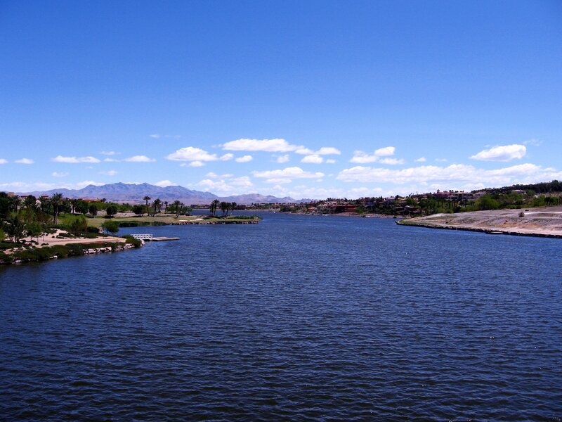 Lake with Mountains — Blue, Serene, Afternoon, Photograph, Palm Trees