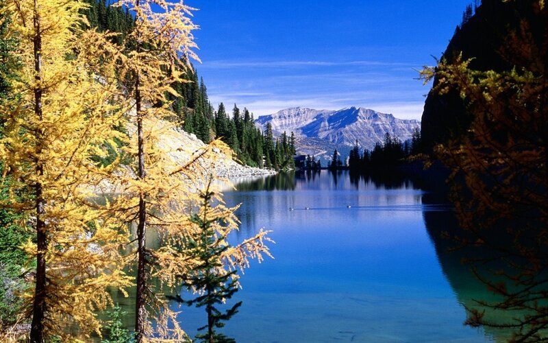 Lake with Mountains — Blue, Serene, Autumn