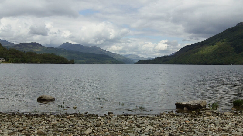 Lake with Mountains — Gray