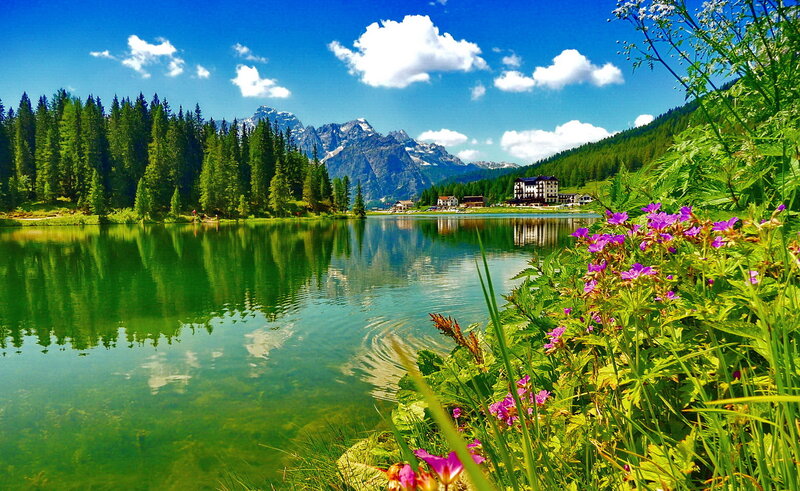Lake with Mountains — Green, Serene, Summer