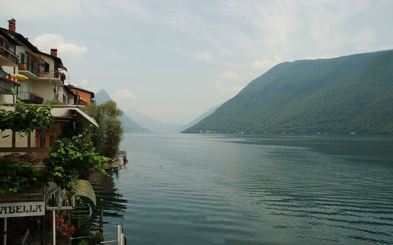 Lake with Mountains — Green
