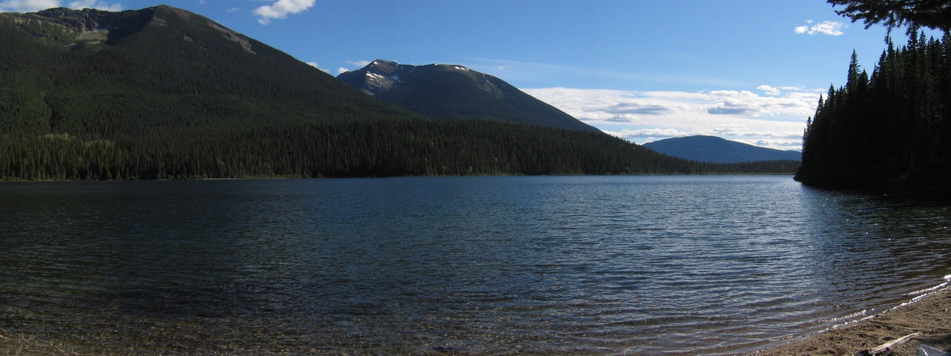 Lake with mountains in background