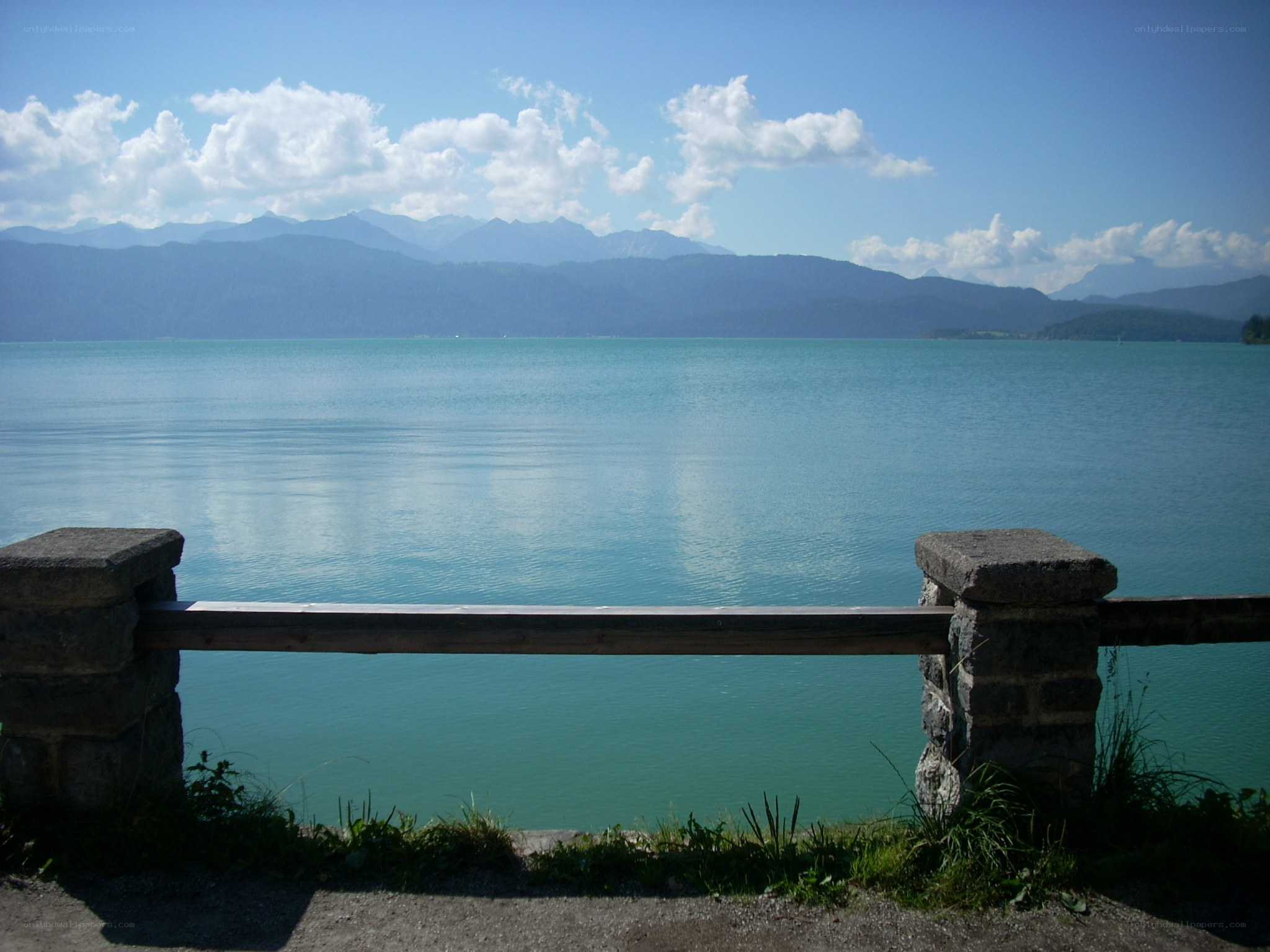 Lake with mountains in background