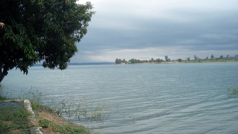 Lake with overcast sky