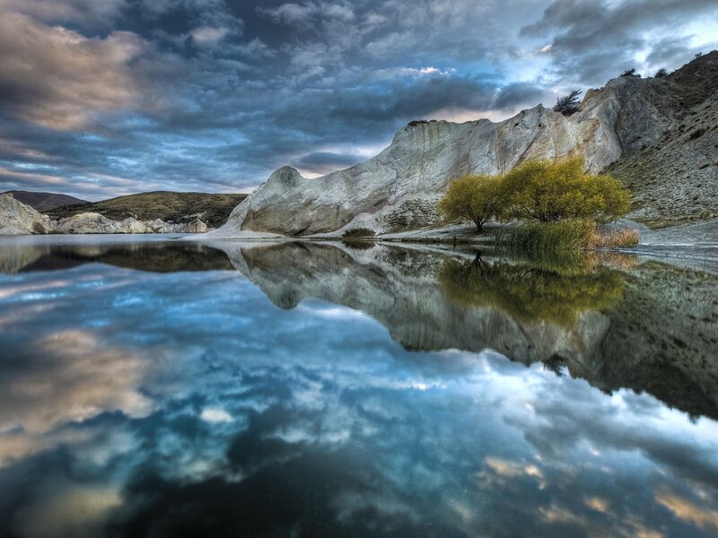 Lake with Rock Formations — Blue