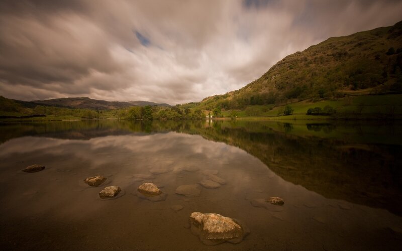 Lake with Rocks in Foreground