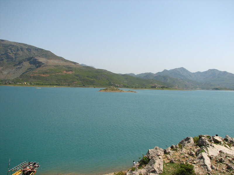 Lake with Rocky Island — Blue