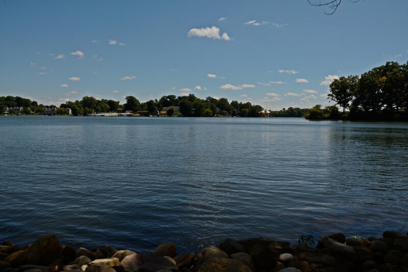Lake with Rocky Shore — Blue, Serene, Afternoon, Photograph, Trees