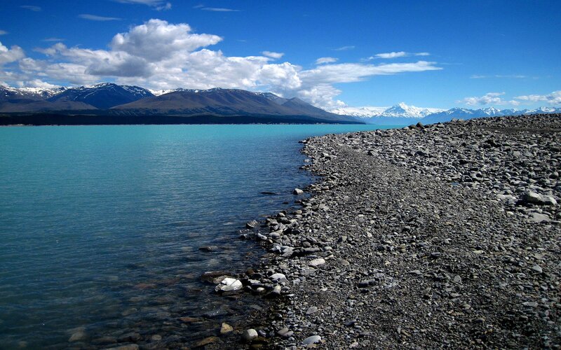 Lake with Rocky Shore — Blue, Serene, Afternoon
