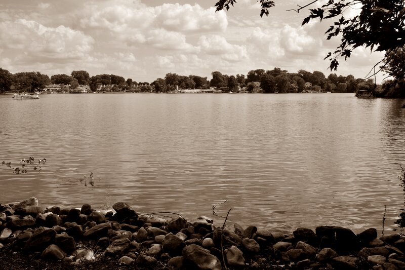 Lake with Rocky Shore — Brown, Serene