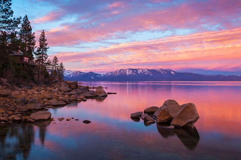 Lake with Rocky Shore — Pink