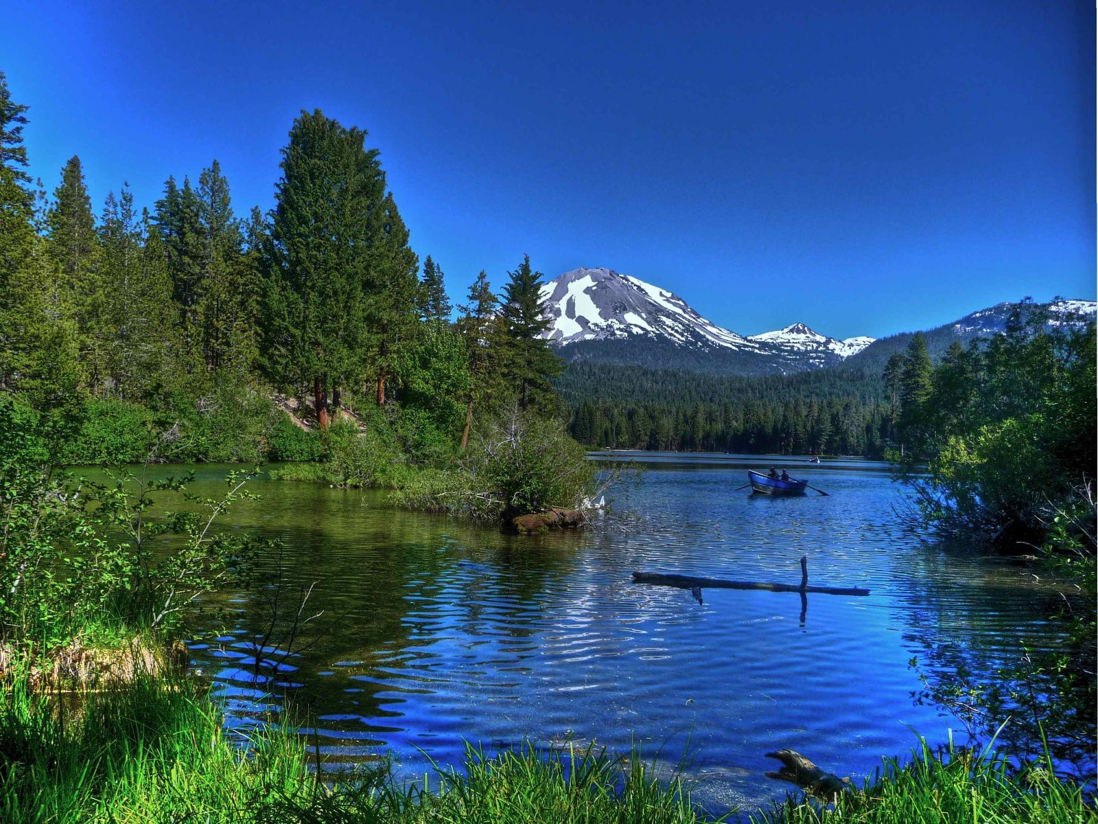 Lake with snow-capped mountain