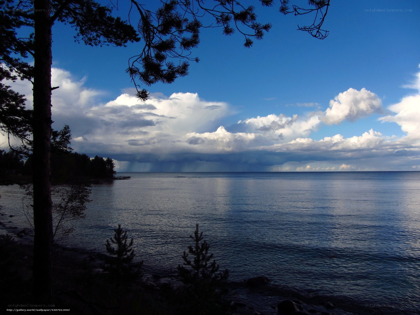 Lake with storm clouds