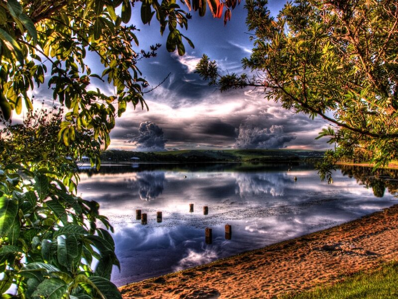 Lake with Storm Clouds — Blue