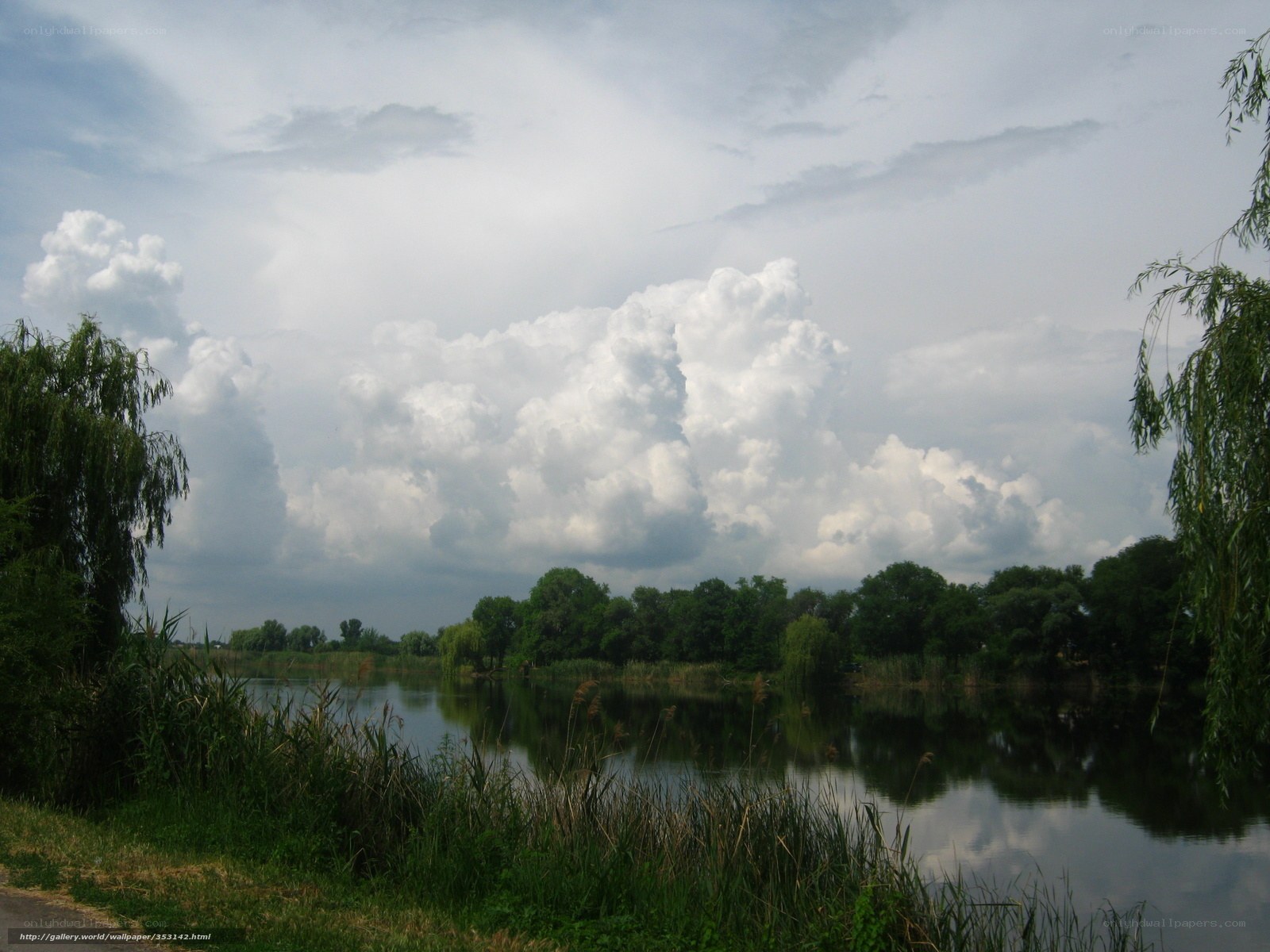 Lake with storm clouds