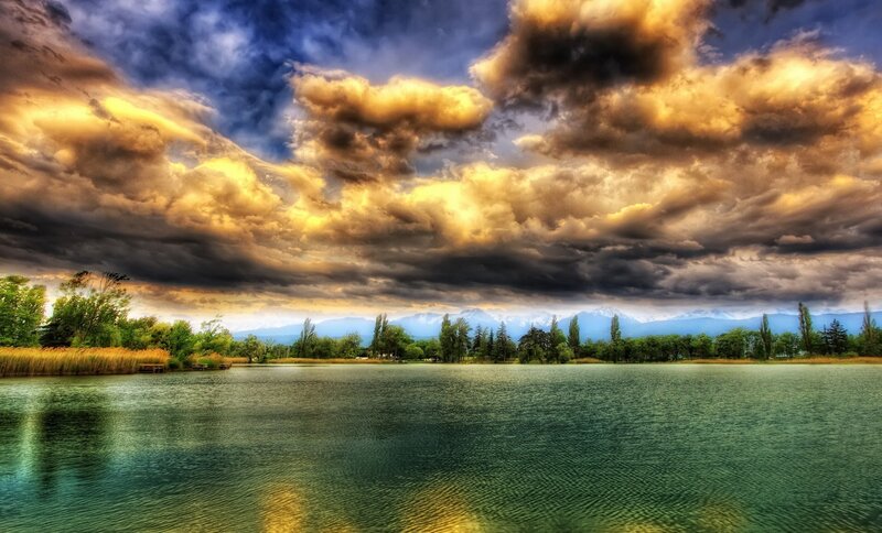 Lake with Stormy Sky — Blue