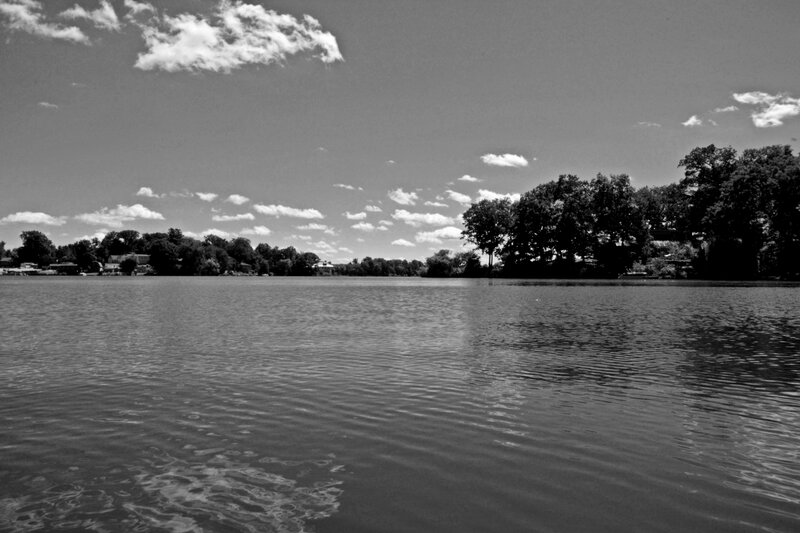 Lake with Trees and Clouds — Black