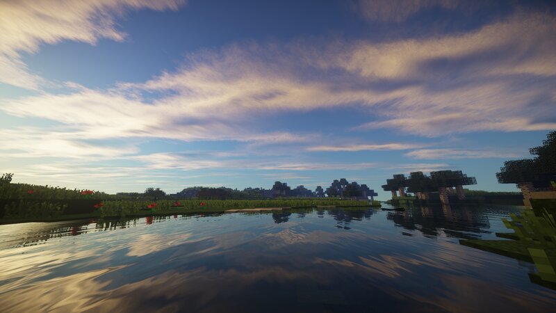 Lake with Trees and Flowers