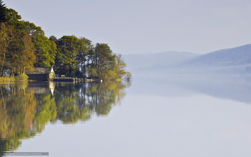 Lake with Trees and Hills — Green, Serene