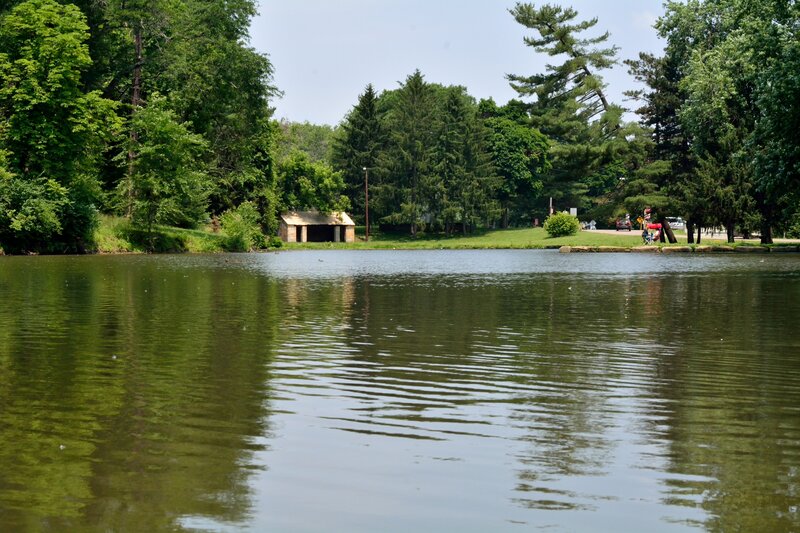 Lake with Trees and Shed