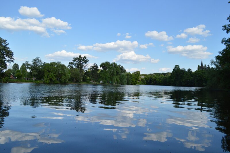 Lake with Trees and Sky — Blue