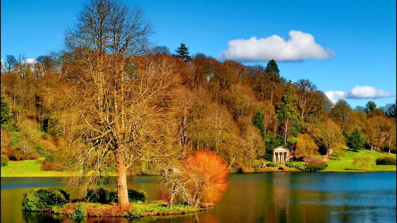 Lake with Trees and Temple