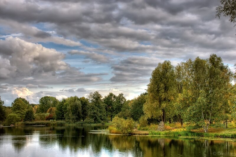 Lake with Trees — Green, Dramatic