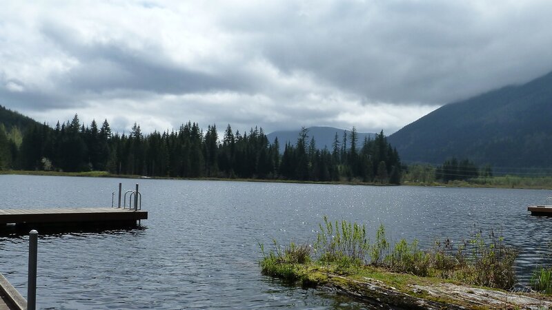 Lake with Wooden Dock — Blue, Overcast