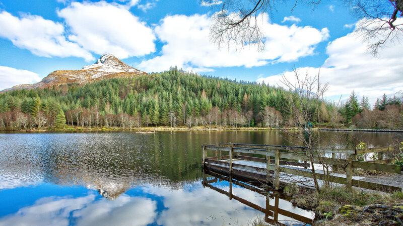 Lake with Wooden Dock — Blue, Serene, Spring
