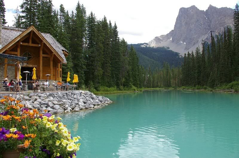 Lake with Wooden Lodge — Turquoise