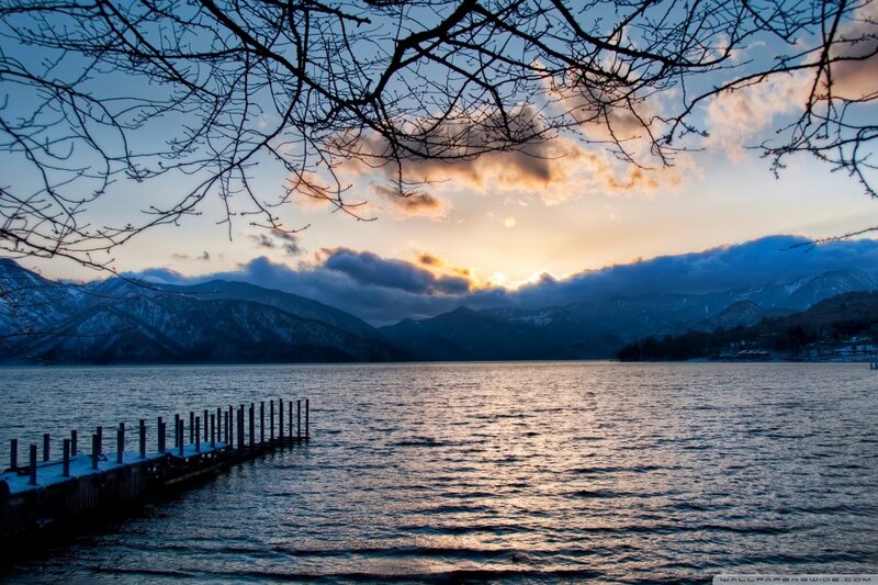 Lake with Wooden Pier — Blue, Serene