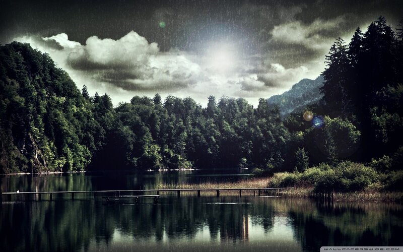Lake with Wooden Pier — Green
