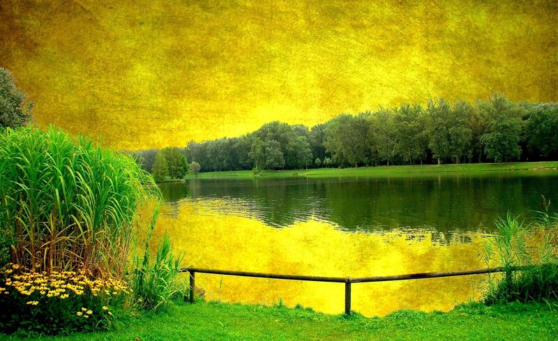 Lake with Yellow Sky — Dramatic