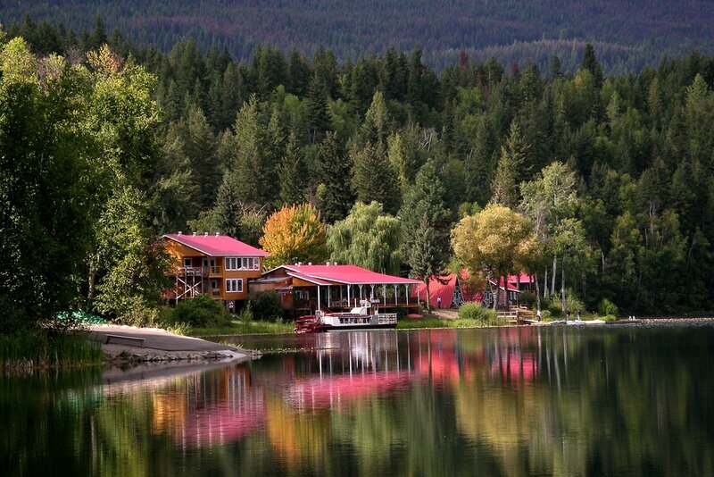 Lakefront cabins in forest