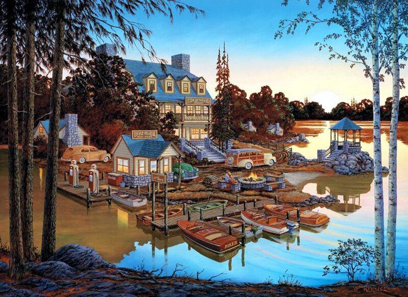 Lakefront Resort at Dusk