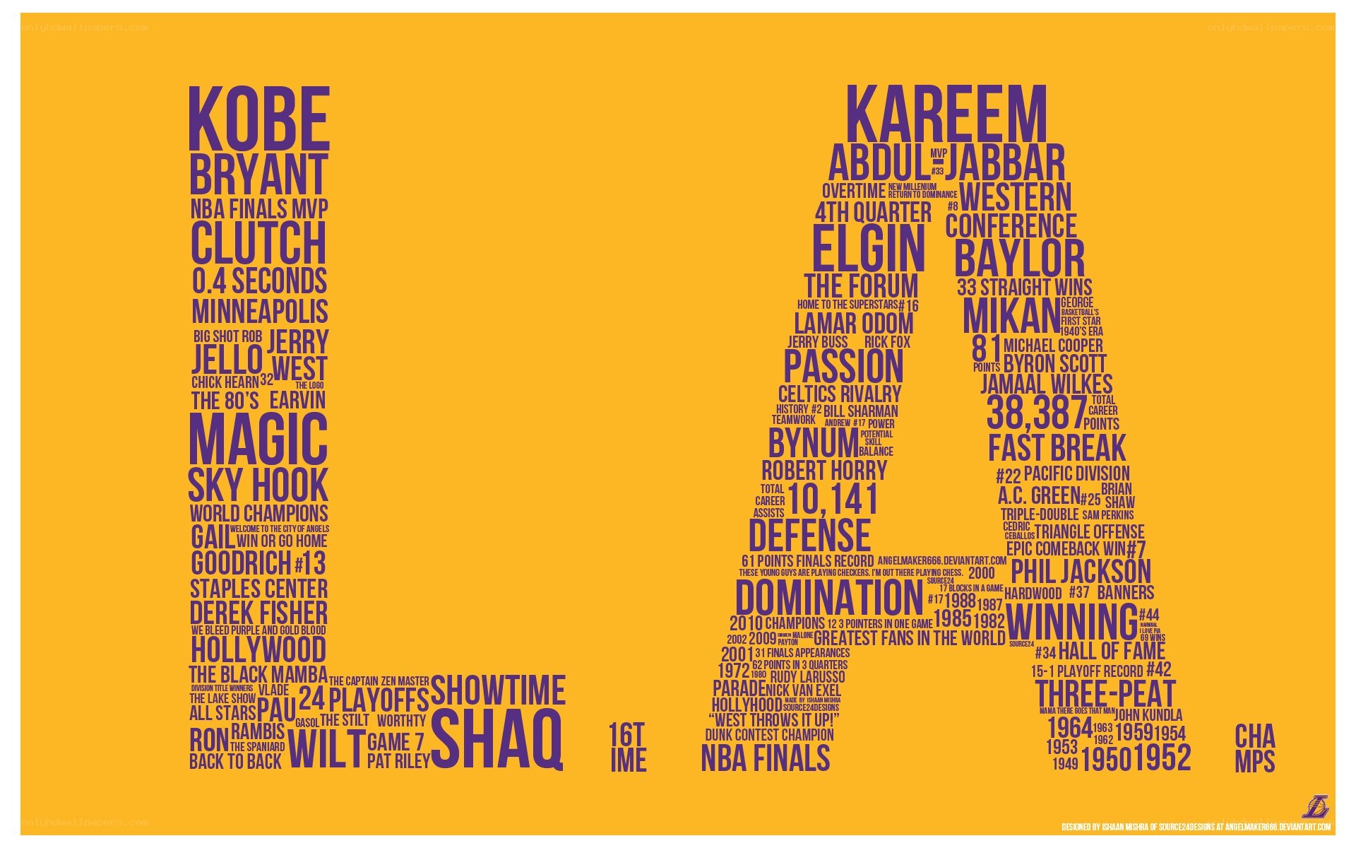 Lakers legends typography art