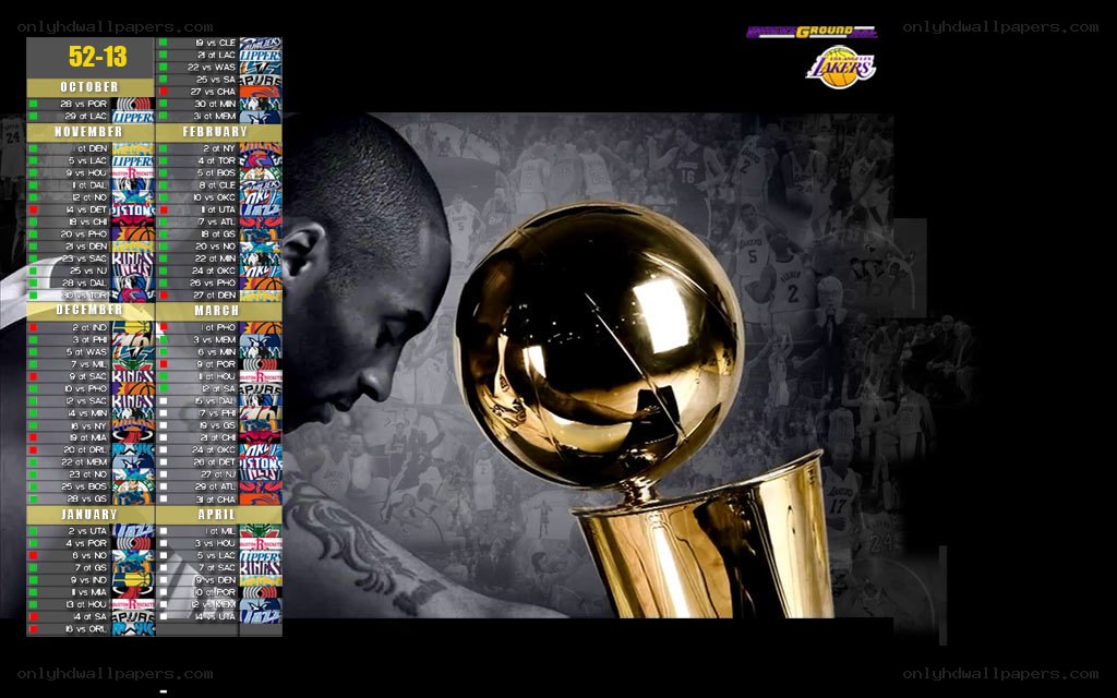 Lakers schedule with championship trophy