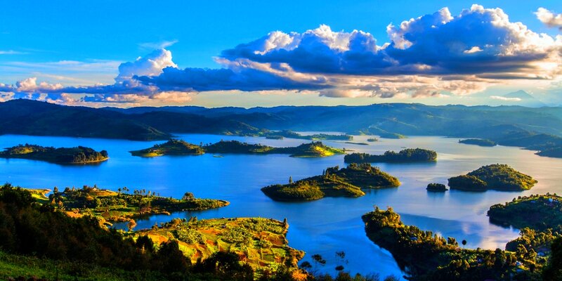 Lakes and Islands Landscape — Blue