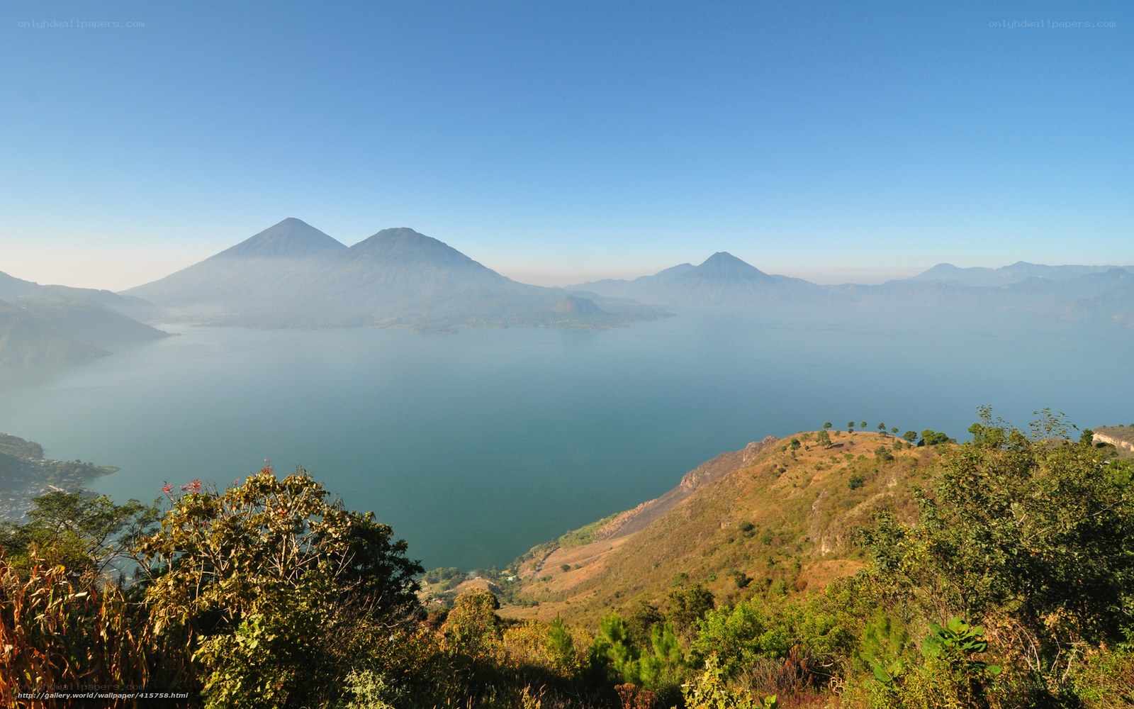 Lakes and volcanoes landscape