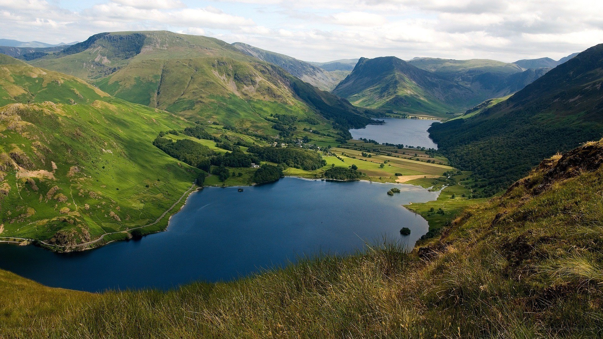Lakes in a green valley