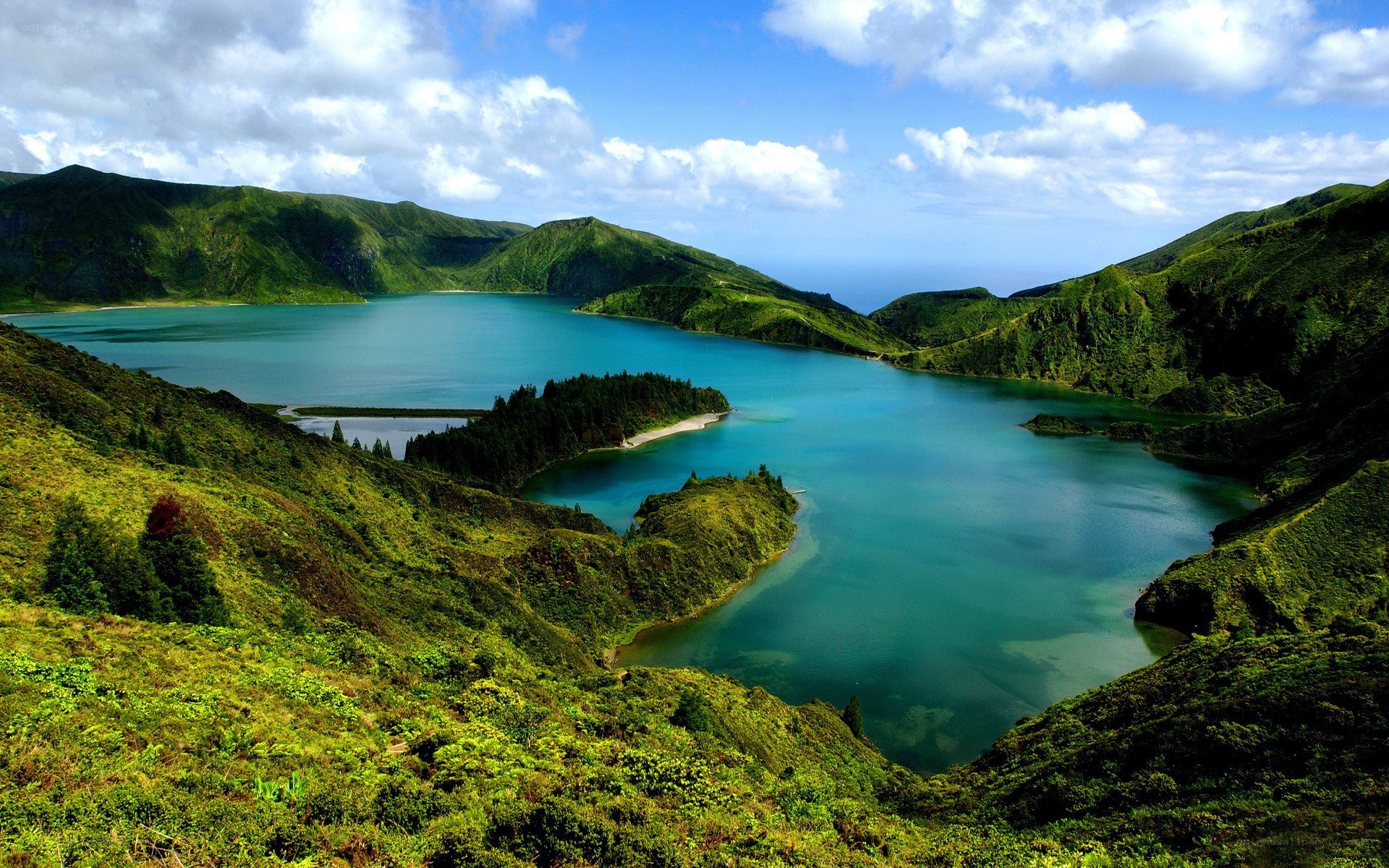 Lakes in volcanic crater