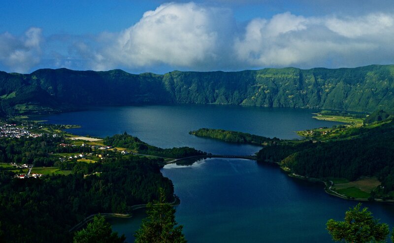 Lakes in Volcanic Crater — Blue