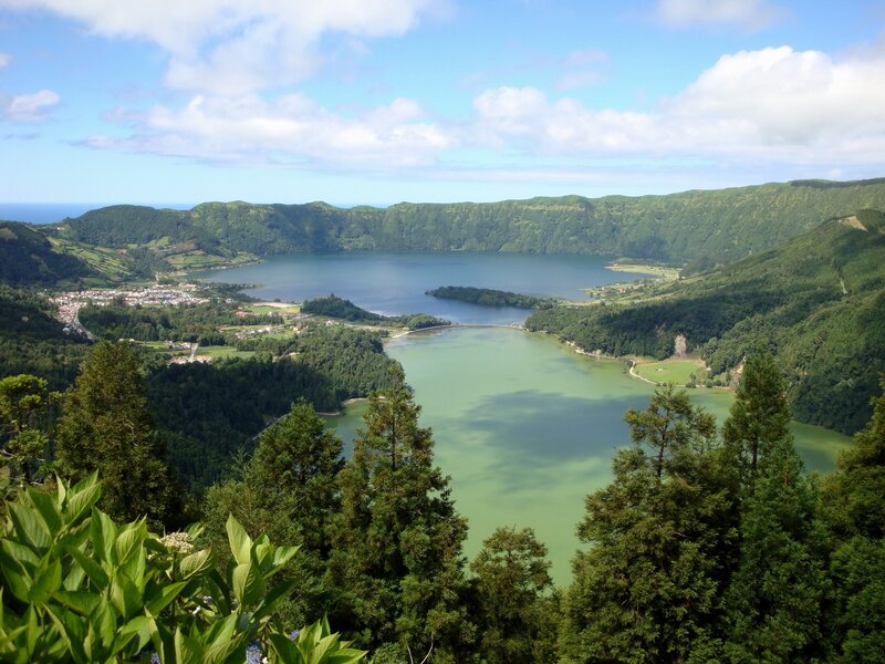 Lakes in Volcanic Crater — Green