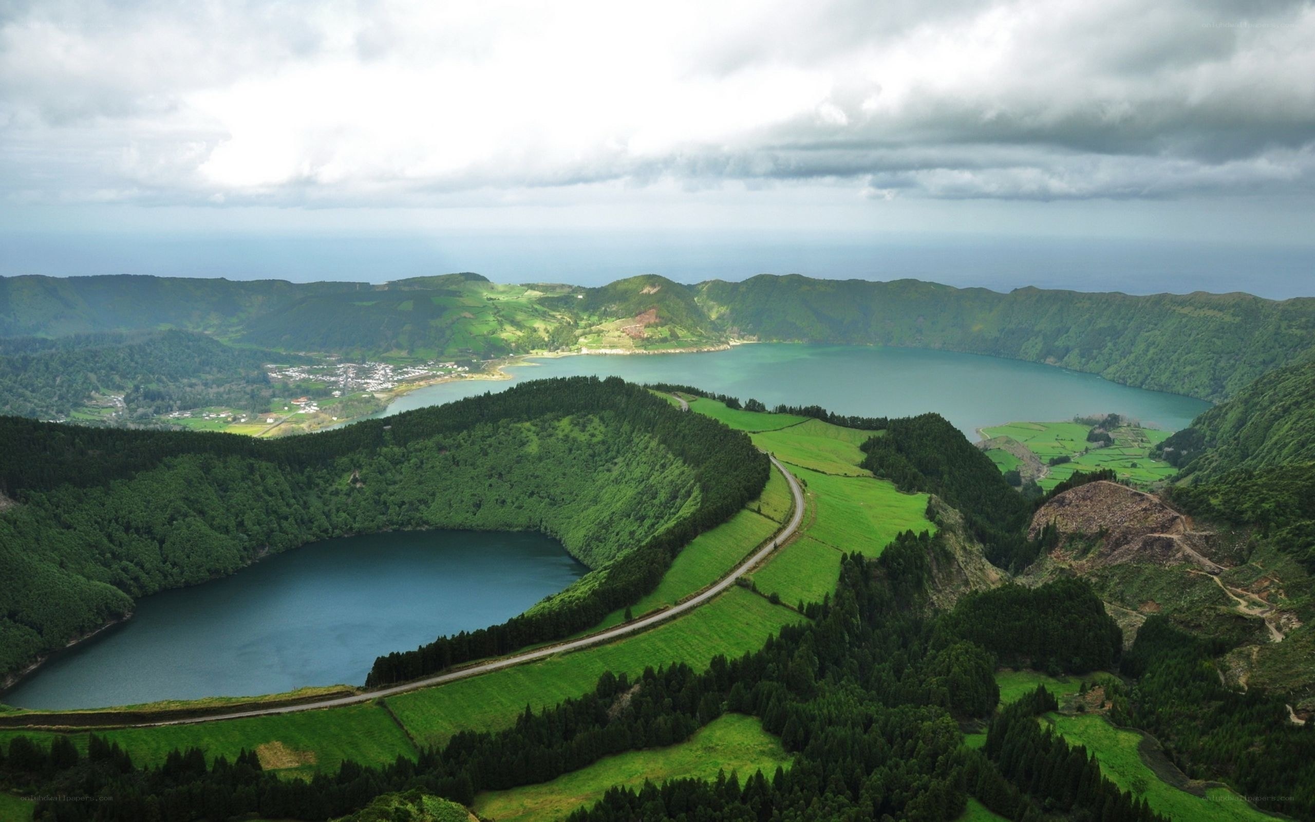 Lakes in volcanic crater