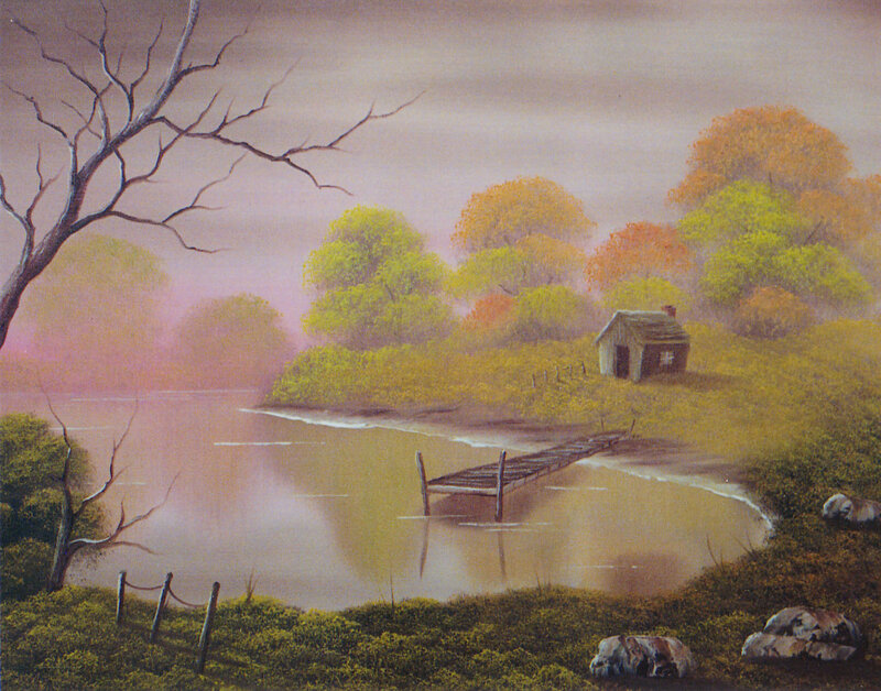 Lakeside Cabin in Autumn