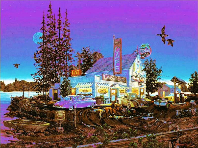 Lakeside Cafe at Dusk