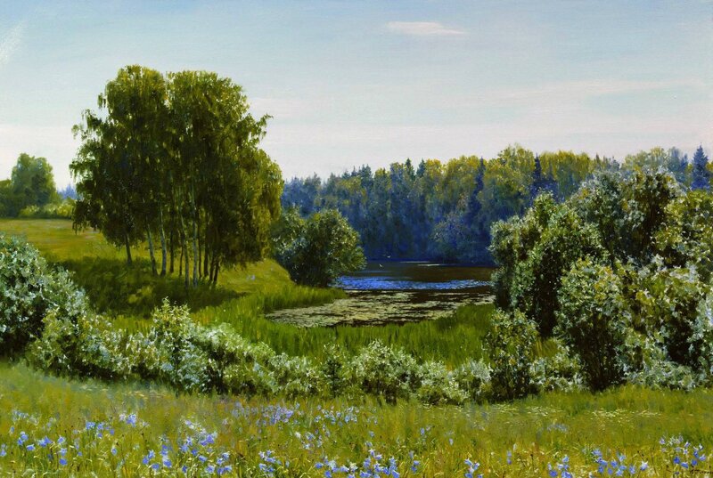 Lakeside Forest Landscape — Green